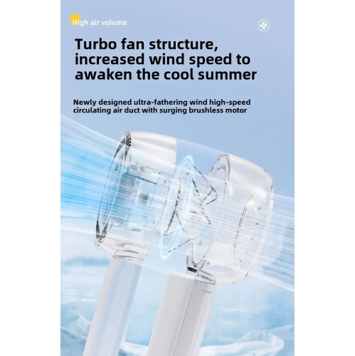 Mini Transparent Fan LED Digital Display Rechargeable Handheld Electric Fan Outdoor Portable High-Speed Small Fan with LED - Green