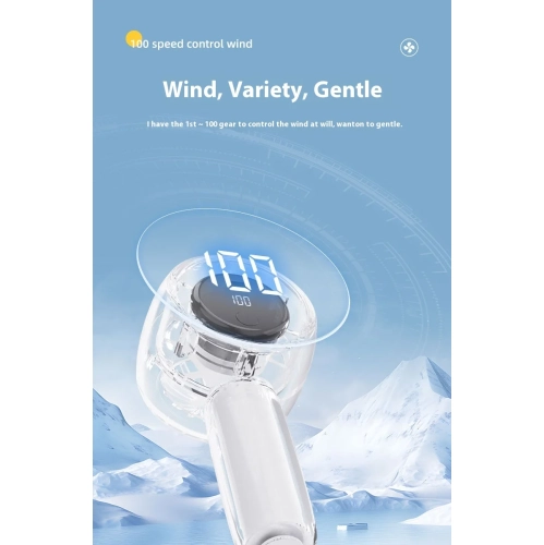 Mini ventilateur transparent LED écran numérique Ventilateur électrique portatif portatif portatif haute vitesse portatif extérieur avec LED - Blanc