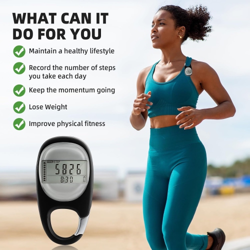 3D Pedometer Carabiner Pedometer Large Screen Pedometer Outdoor Pedometer Running Counter Portable Sports Pedometer with Keychain - No App or Phone