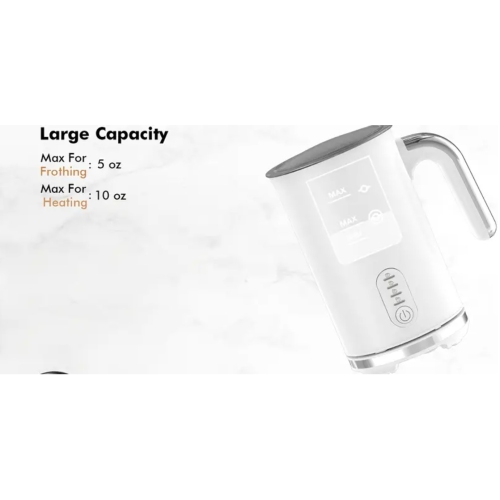 Milk Frother, 4-in-1 Electric Milk Foamer with Cold & Hot Froth for Latte Cappuccino - Automatic Coffee Foam Maker, Stainless Steel, 10 Oz/5 Oz,