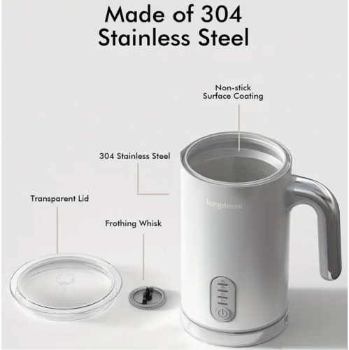 Milk Frother, 4-in-1 Electric Milk Foamer with Cold & Hot Froth for Latte Cappuccino - Automatic Coffee Foam Maker, Stainless Steel, 10 Oz/5 Oz,