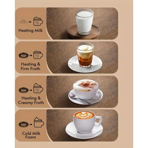 Milk Frother, 4-in-1 Electric Milk Foamer with Cold & Hot Froth for Latte Cappuccino - Automatic Coffee Foam Maker, Stainless Steel, 10 Oz/5 Oz,