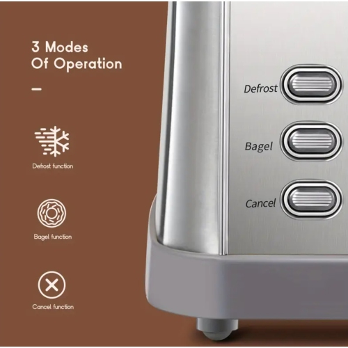 4-Slice Stainless Steel Toaster with Bagel & Muffin Function | Extra-Wide Slots, 7 Shade Settings, Dual Independent Controls, Warming Rack - 1800W