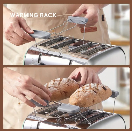 4-Slice Stainless Steel Toaster with Bagel & Muffin Function | Extra-Wide Slots, 7 Shade Settings, Dual Independent Controls, Warming Rack - 1800W