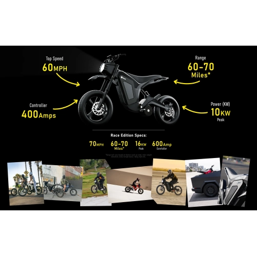 Vélo tout-terrain électrique solaire E-Clipse 2,0, vitesse maximale de 95 km/h, moteur de 10000 W, autonomie 120 km