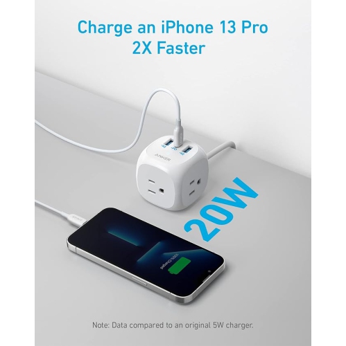 Barre d'alimentation USB-C 20 W d'Anker, 321 barre d'alimentation avec 3 prises et chargement USB-C.
