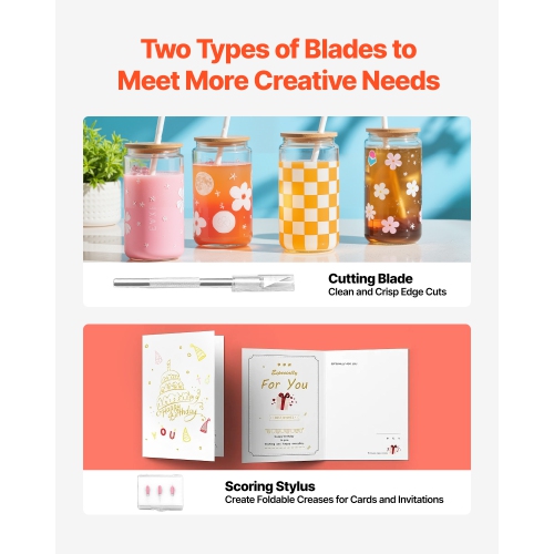 Machine de coupe VEVOR, machine de coupe de vinyle à détection automatique de tranchant avec deux types de lames, logiciel de conception et