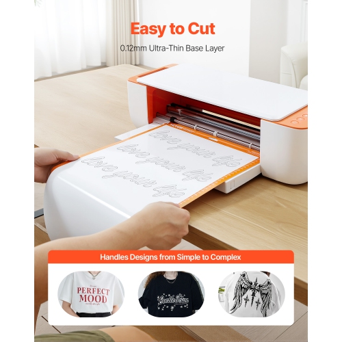 VEVOR 12 in x 25 ft Heat Transfer Vinyl, Glossy White HTV Iron on Vinyl Roll, Easy to Cut and Weed, Strong Adhesion, Compatible with Cutting