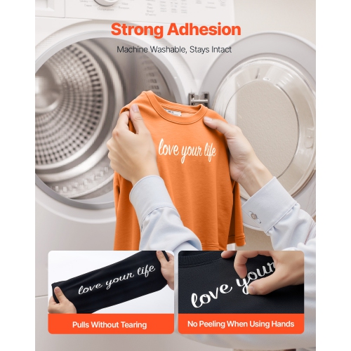 VEVOR 12 in x 25 ft Heat Transfer Vinyl, Glossy White HTV Iron on Vinyl Roll, Easy to Cut and Weed, Strong Adhesion, Compatible with Cutting