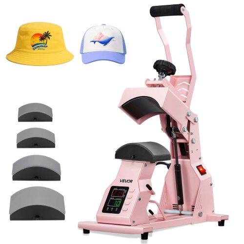 VEVOR Hat Heat Press Machine, with 4pcs Interchangeable Platens, Precise Temperature and Time Control, Hat Press for HTV Iron On and Sublimation