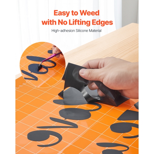 VEVOR 12 in x 50 ft Heat Transfer Vinyl, Glossy Black HTV Iron on Vinyl Roll, Easy to Cut and Weed, Strong Adhesion, Compatible with Cutting