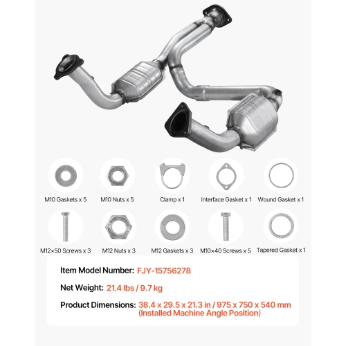 VEVOR 4.3L V6 Catalytic Converter, Compatible with Cadillac Escalade/Chevy Avalanche Silverado Suburban Tahoe/GMC Sierra Yukon, 4.8L/5.3L V8,
