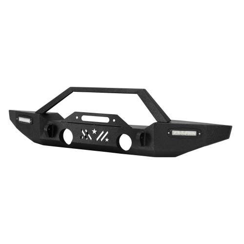 VEVOR Front Bumper Compatible with 2007-2024 Jeep Wrangler JK/JKU JL/JLU & Gladiator JT - with 2PCS LED Light Bars,Winch Plate & Fog Light