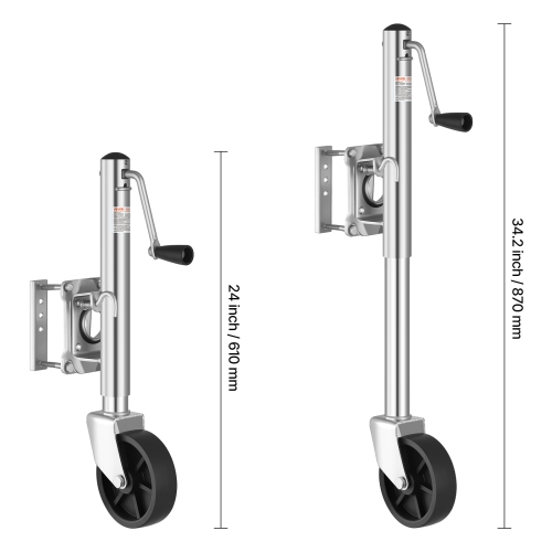 VEVOR 1000 lbs Load Trailer Jack with Wheel, Heavy Duty Swivel Boat Trailer Jack with PP Single Wheel & Ergonomic Handle, 10-inch Lift, Fit for RVs,