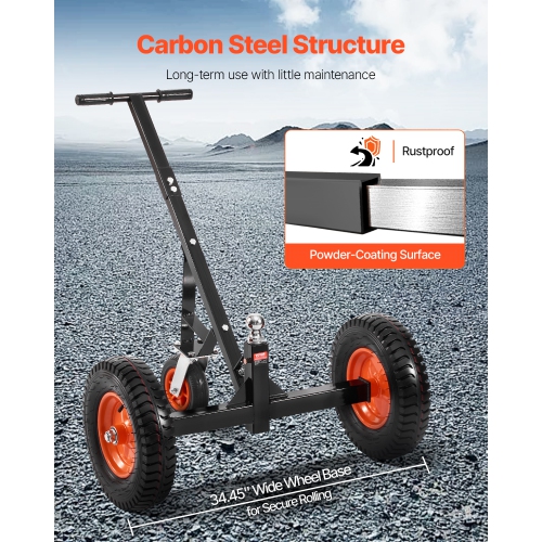 VEVOR 18 to 22 inch Height Trailer Dolly, 1200lbs Tongue Weight Capacity, Carbon Steel Trailer Mover, 2 inch Ball, 15.2 inch Pneumatic Tires, for