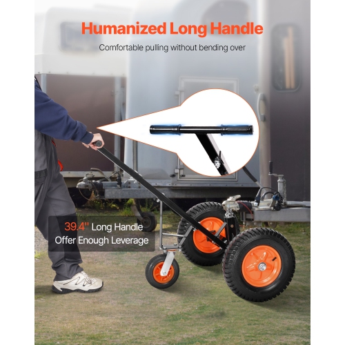 VEVOR 18 to 22 inch Height Trailer Dolly, 1200lbs Tongue Weight Capacity, Carbon Steel Trailer Mover, 2 inch Ball, 15.2 inch Pneumatic Tires, for