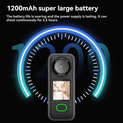 Action camera, voice recorder, pocket camera, IPX6 waterproof, built-in dual microphones, suitable for action camera recording - 64GB memory card