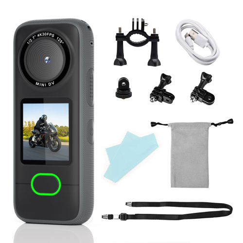 Action camera, voice recorder, pocket camera, IPX6 waterproof, built-in dual microphones, suitable for action camera recording - 64GB memory card