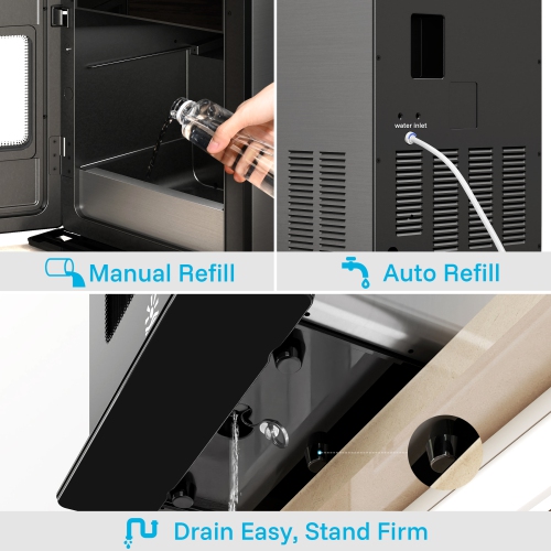 Machine à balles de glace avec cuillère à glaçons et autonettoyage d'Etust – 188 pièces/24&nbsp;h, sphères de glace de 1,97&nbsp;po, noir