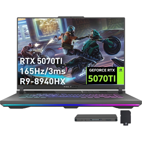 ASUS ROG Strix G16 Gaming Laptop, GeForce RTX 5070 Ti 12GB GDDR7,AMD Ryzen 9 8940HX,1TB SSD,16GB DDR5,Backlit Keyboard,16" WUXGA 165Hz Display,Win 11
