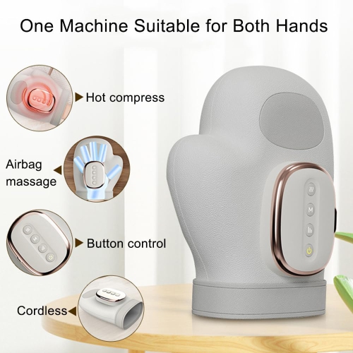 Gants de massage sans fil pour les mains avec chaleur et compression, 5 intensités, 3 niveaux de chaleur, 3 modes pour les doigts et le tunnel carpien