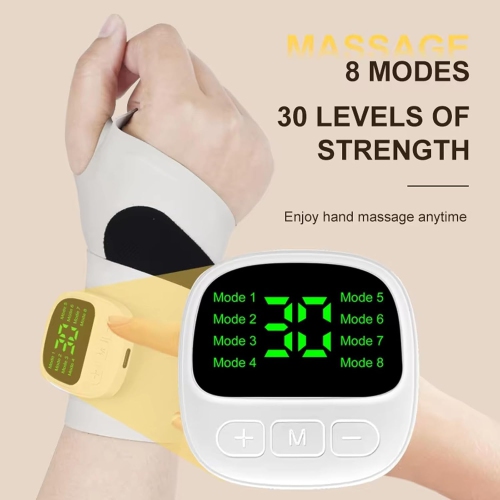 EMS Tendon Sheath Massage Wristband, 360° Wrap, USB Rechargeable, 30 Intensity Levels, 8 Modes, Suitable for Daily Life and Sports, Ambidextrous -