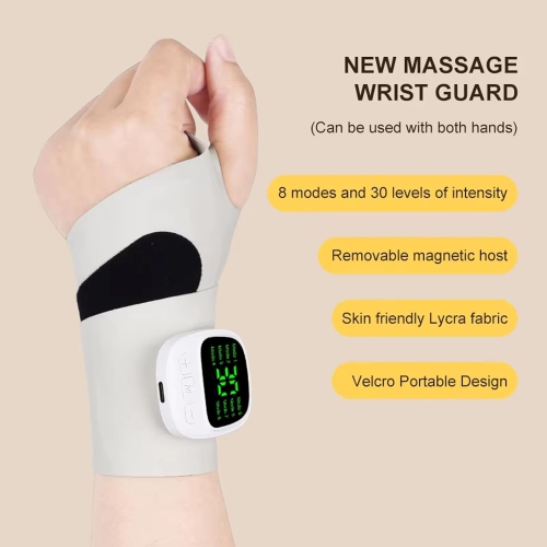 EMS Tendon Sheath Massage Wristband, 360° Wrap, USB Rechargeable, 30 Intensity Levels, 8 Modes, Suitable for Daily Life and Exercise, Ambidextrous -