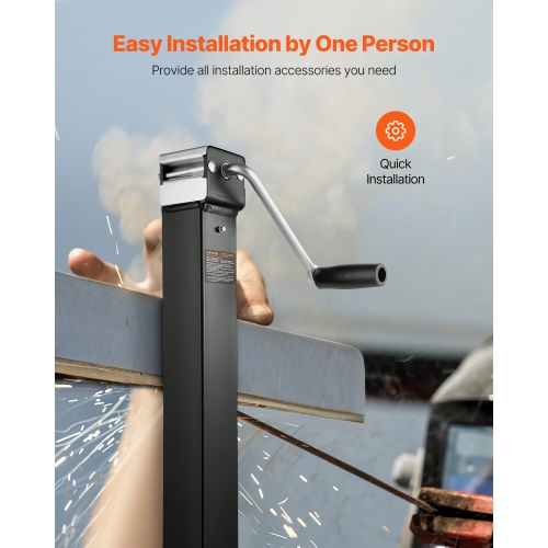 VEVOR 8000 lbs Dynamic Load Trailer Jack, Weld-on Pipe-Mount Swivel Trailer Jack with Ergonomic Handle, 15-inch Vertical Travel, Suitable for RV,