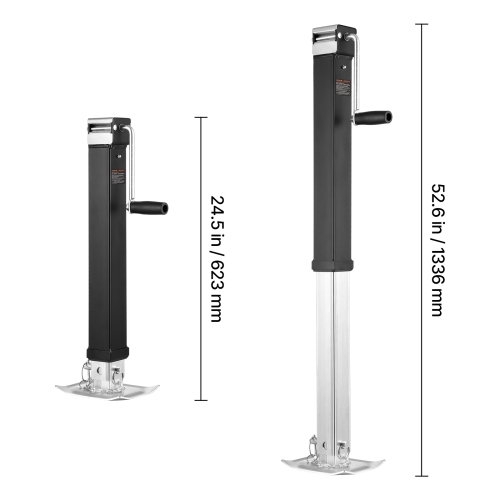 VEVOR 8000 lbs Dynamic Load Trailer Jack, Weld-on Pipe-Mount Swivel Trailer Jack with Ergonomic Handle, 15-inch Vertical Travel, Suitable for RV,