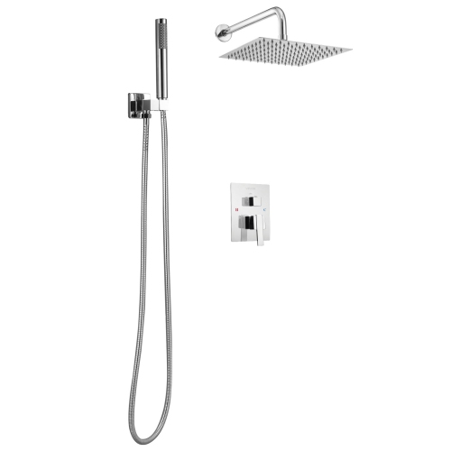 Robinet de douche VEVOR de 10&nbsp;po, système de douche Rainfall pour salle de bain avec pomme de douche carrée et vaporisateur à main, appareils de