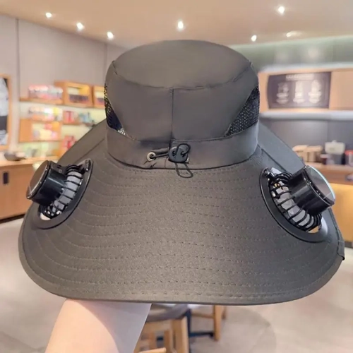 Hat with Fans Solar Power Bucket Hat Wide Brim Headwear Outdoor Sports Gear for Women Men Beach Vacation Fishing