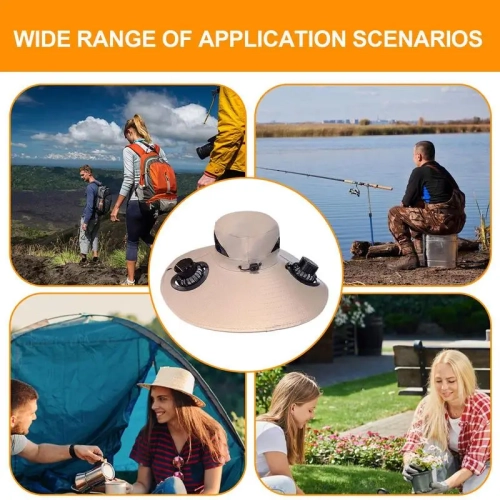 Hat with Fans Solar Power Bucket Hat Wide Brim Headwear Outdoor Sports Gear for Women Men Beach Vacation Fishing