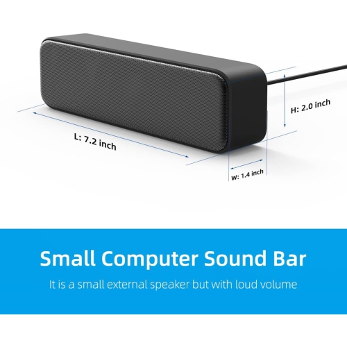 [Upgraded] USB Computer Speakers for PC, Laptop, Desktop, Small External Speakers with Stereo Loud Sound & Enhanced Bass, Mini Sound Bar for