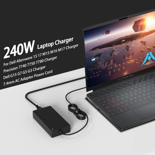 240W 7.4mm AC Adapter Charger Compatible with Dell Alienware 13 15 17 M16 M15 M17 M17X M18X M11X M14X X15 X16 X17 Area-51M 16X Aurora R1 R2 R3 R4 R5