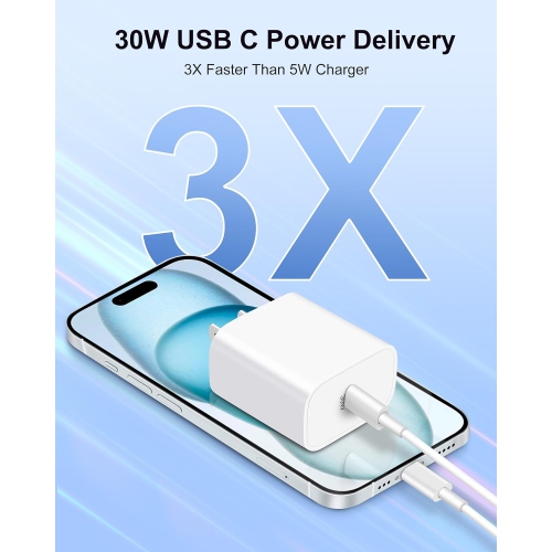 30W USB C Charger for Google Pixel 9/9 Pro/XL/Fold/8/7/6/5, iPhone 16/15 Pro Max/Plus, MacBook Air 13/12 inch, iPad Pro/Air, Android, PD Super Fast