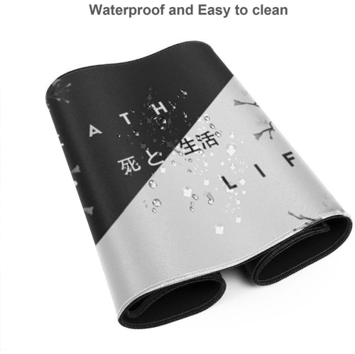 Black and White Mouse Pad Cherry Blossom Gaming Mouse Pad XL Long Mouse Pad Large XXL Mousepad Extended Stitched Edges Non-Slip Rubber Base Mice Pad