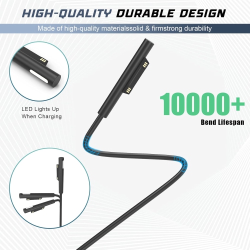 T Surface Pro Charger 65W Surface Laptop Charger, Compatible with Microsoft Surface Pro 9/8/7/6/5/4/3/X Surface Go 3/2/1 Surface Laptop 5/4/3/2/1