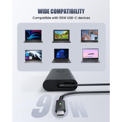 USB C Charger 90W Laptop Charge for Dell Laptops - Compatible with Latitude 5440 5540 5420 5520 7420 5430 7430 7330 7320,XPS 13 XPS 15 2 in1 9575,