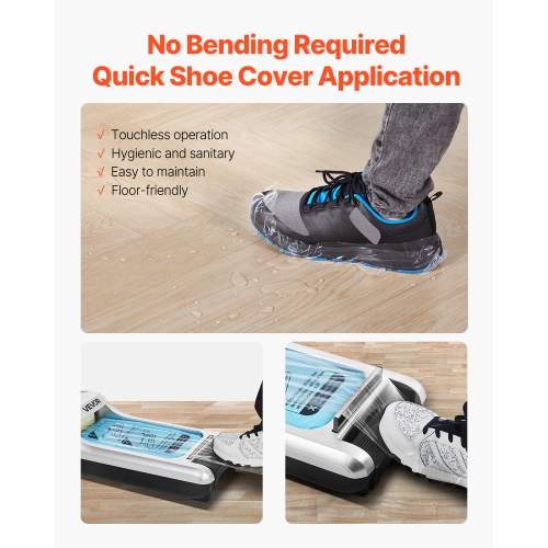VEVOR Shoe Cover Dispenser, Automatic Shoe Film Machine with 1 Roll of Non-Slip Disposable Sole Membrane, Fits Size Up to US 11, for Home, Office,