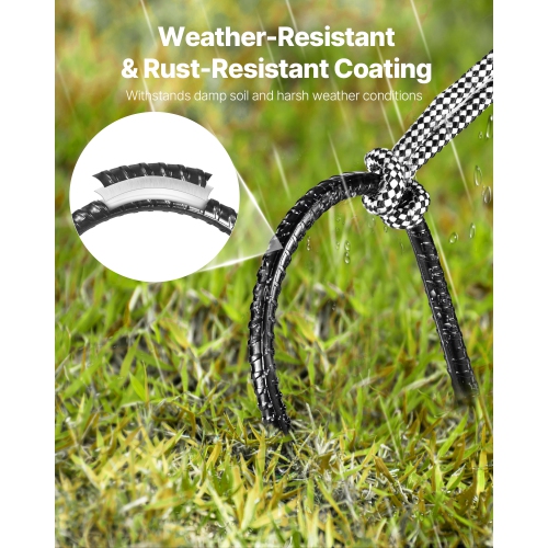 VEVOR 12-Inch Rebar Stakes, Heavy-Duty 0.32 in Diameter U Shape, Galvanized Steel Ground Anchors with Chisel Point End & Rust-Resistant Coating, for