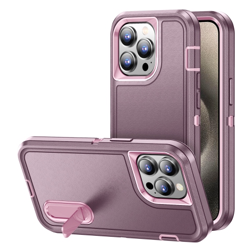 Tasnim for iPhone 15 Plus Case with Stand, Drop Protection Rugged Shockproof Back & Translucent Matte Slim Phone Case for iPhone15 Plus - Purple