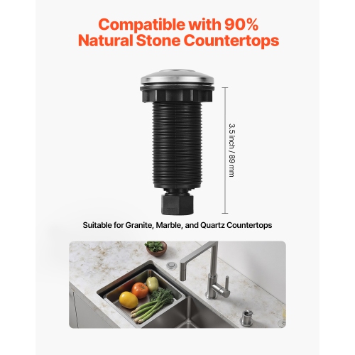 VEVOR Garbage Disposal Air Switch Kit, Dual Outlet Sink Top Air Switch for Food Waste Disposal, 3.5-inch Long Brushed Silver Stainless Steel ON/OFF