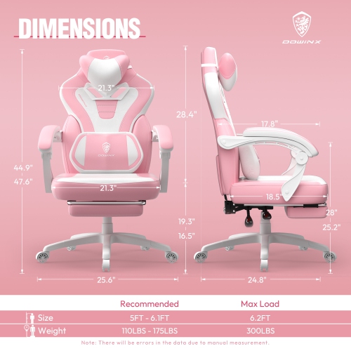 Dowinx Gaming Chair with Footrest, Gaming Chair for Heavy People, Gamer Chair for Adult with Massage, Computer Gaming Chair with PU, PC Game Chair