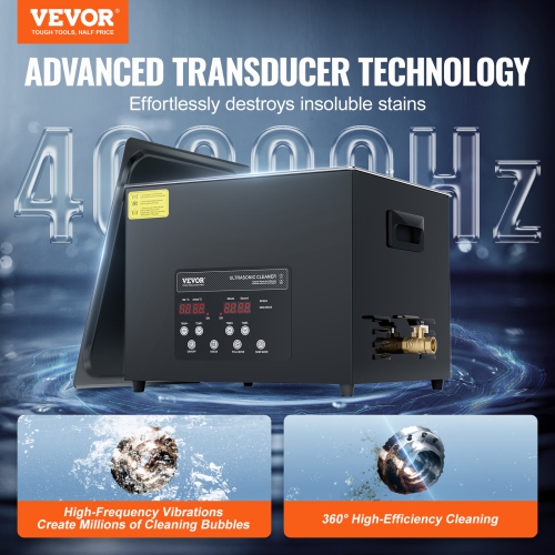 VEVOR 15L Ultra Sonic Cleaner, 360W Digital Ultrasonic Cleaning Machine with Gentle Mode & Upgraded Degassing, 40kHz Industrial Ultrasound Cleaner