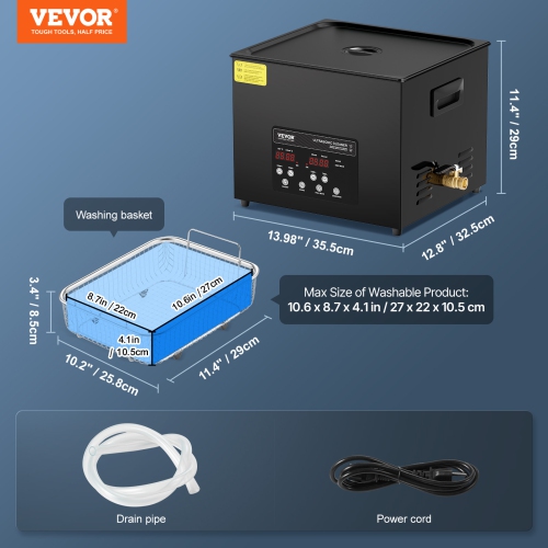VEVOR 15L Ultra Sonic Cleaner, 360W Digital Ultrasonic Cleaning Machine with Gentle Mode & Upgraded Degassing, 40kHz Industrial Ultrasound Cleaner