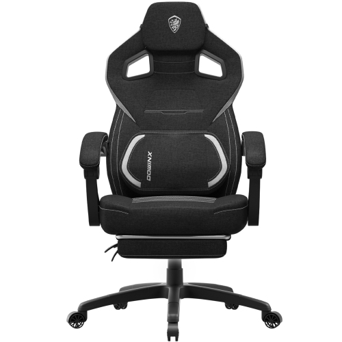 Dowinx Fabric Gaming Chair with Footrest, Big and Tall PC Gamer Chair with Lumbar Support, Wide Back Computer Gaming Chair for Heavy People, Grey