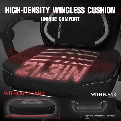 Dowinx Fabric Gaming Chair with Footrest, Big and Tall PC Gamer Chair with Lumbar Support, Wide Back Computer Gaming Chair for Heavy People, Grey