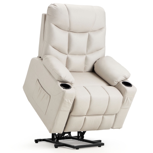 AECOJOY Multi-Function Power Lift Recliner with Heated Vibration Massage for Elderly, Cream Beige