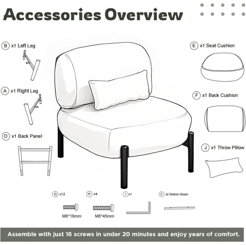 AECOJOY Mid Century Modern Accent Chair, Extra Large Teddy Upholstered Lounge Chair with Pillow, Green