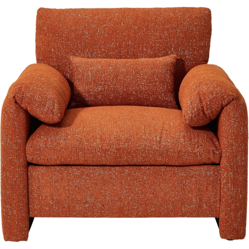 AECOJOY Oversized Armchair, Chenille Mid Century Accent Chair, Comfy Upholstered Single Sofa, Extra Wide Reading Chairs, Orange